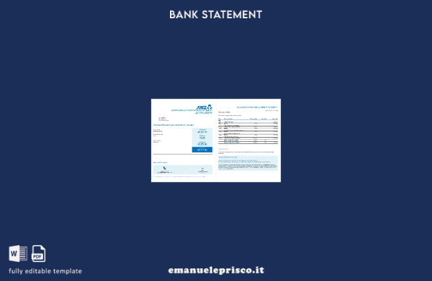 modello di pagine di estratto conto bancario con prova di indirizzo Australia AN